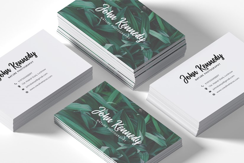 green leaves business card