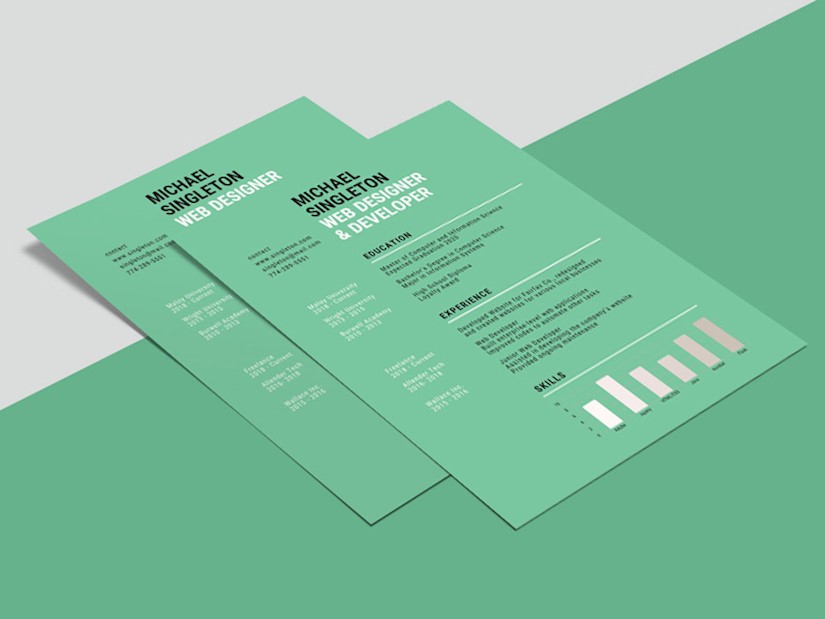 green-background-resume-template