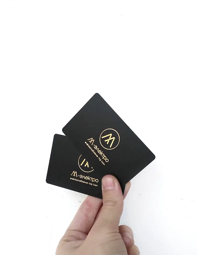 black plastic business cards