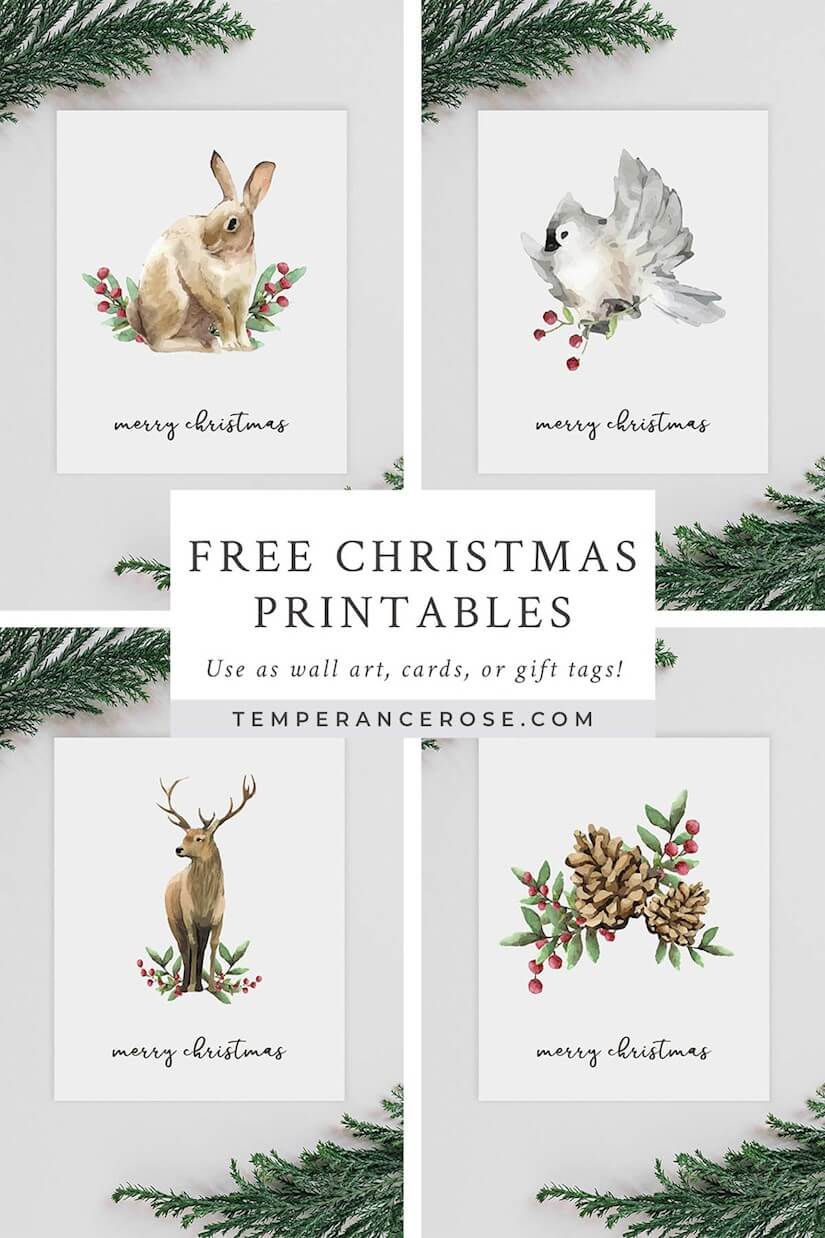 free christmas printable watercolor animals copy