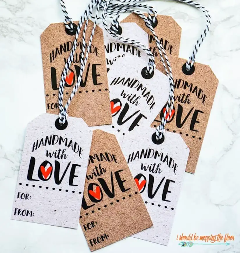 free printable handmade with love tags