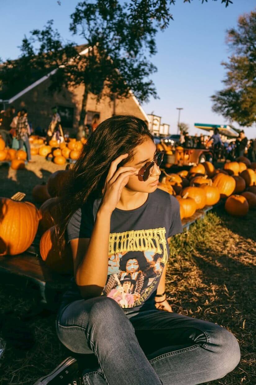 girl with pumpkin