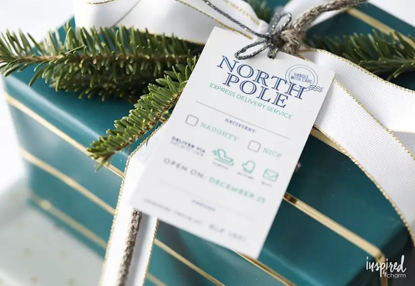 north pole christmas printable gift tags