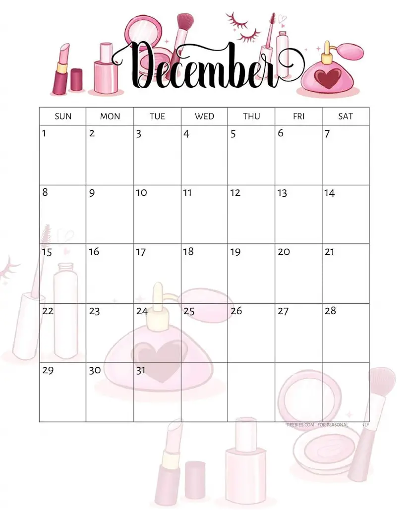 30 Free Printable December Calendars for Your Office