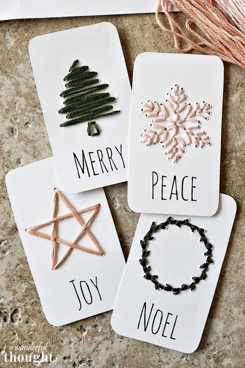 simple hand embroidered gift tags