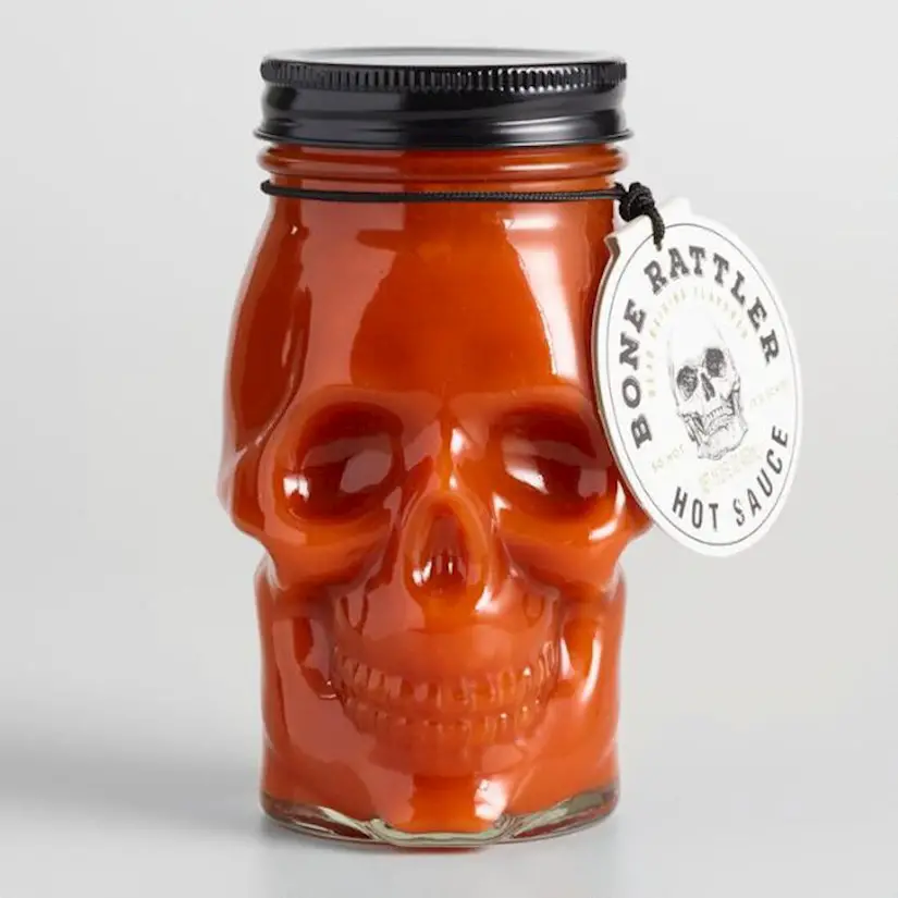 skull jar hot sauce halloween gift
