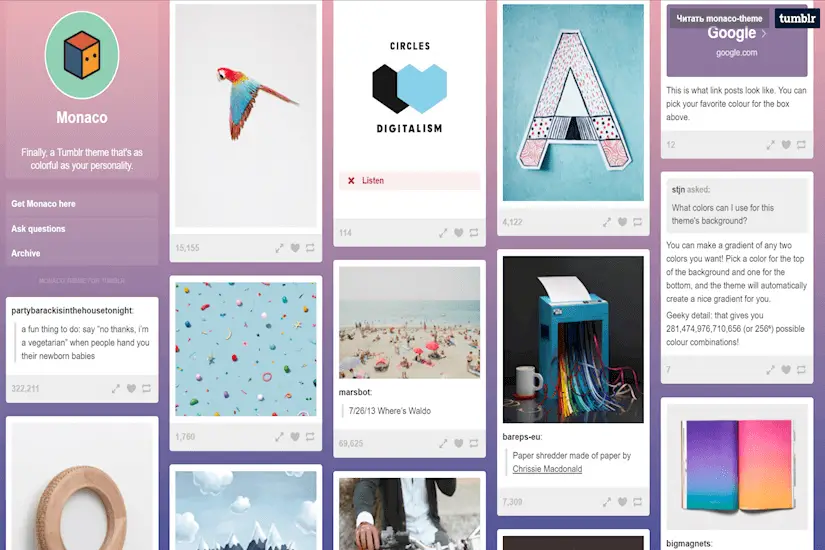 grid tumblr themes