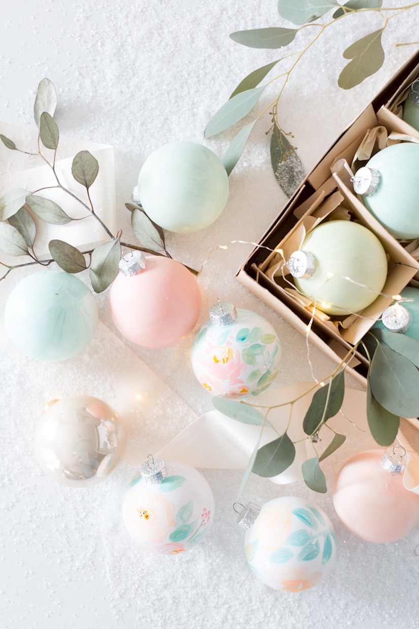 floral pastel baubles