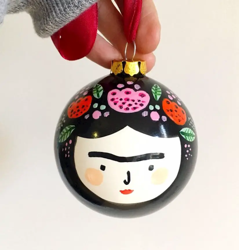 frida kahlo christmas bauble ceramic