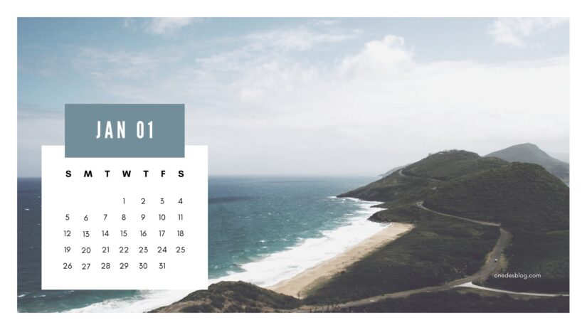 landscape january calendar 2020