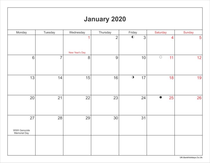 modern printable january calendars 2020