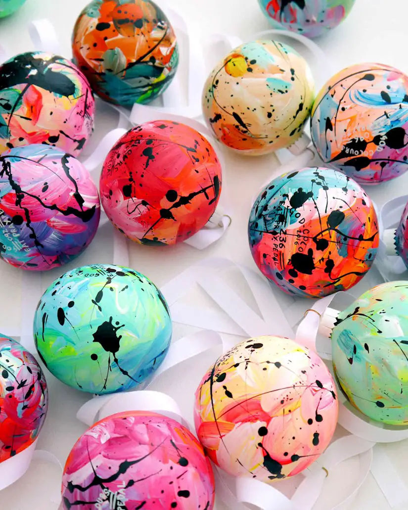 painterly baubles with pops of colour