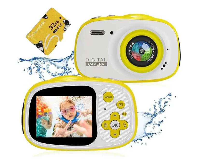 yellow waterproof camera for kids