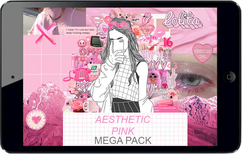 aesthetic pink mega png pack