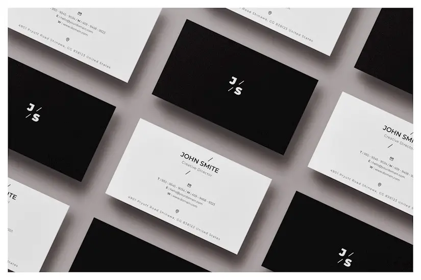 black white minimal business card