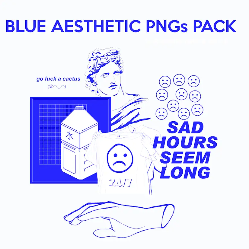 blue aesthetic pngs pack