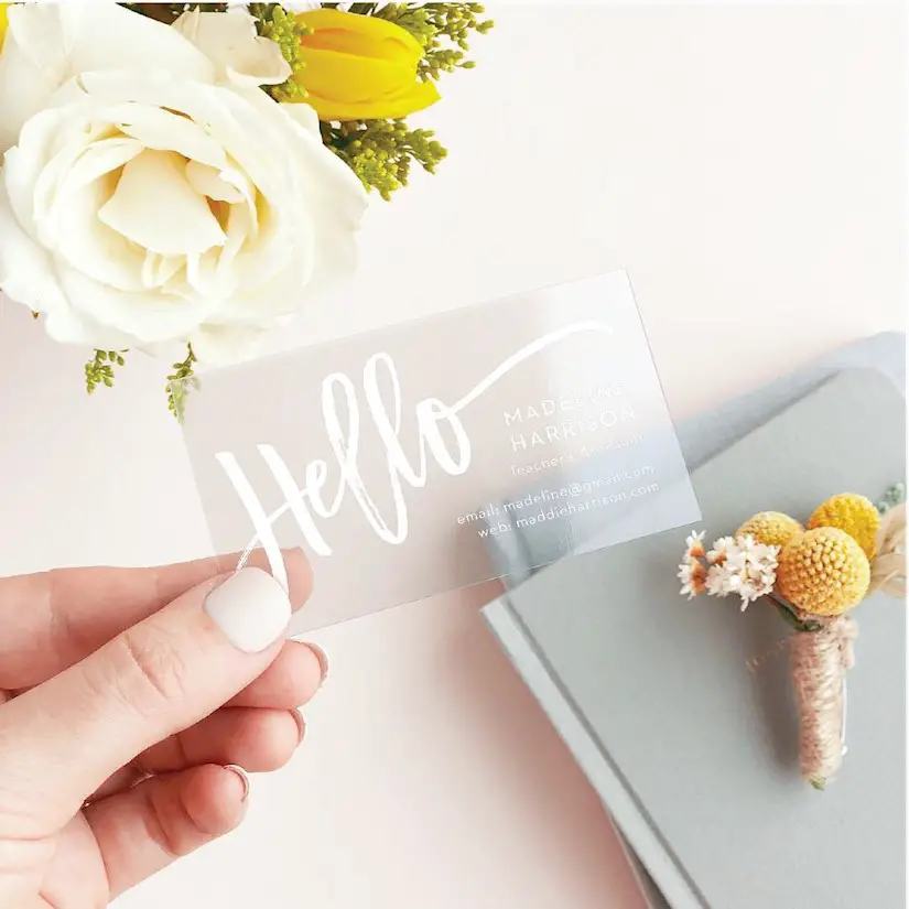 brushstroke hello clear business cards
