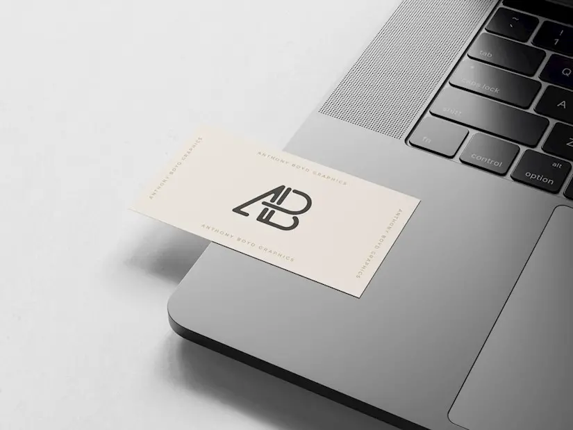 business card on macbook pro mockup