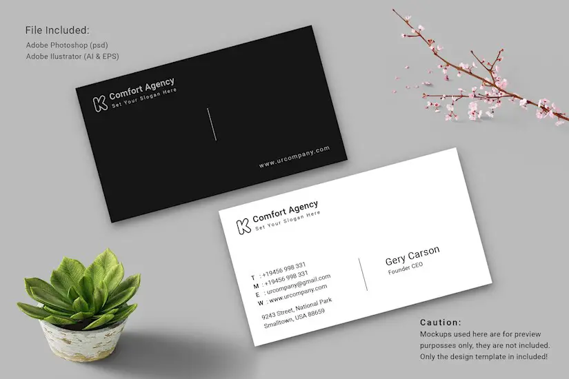 business card template black