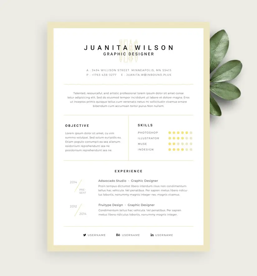 clean resume template psd