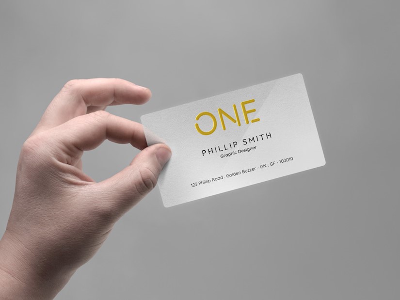 free hand holding business card mockup 1