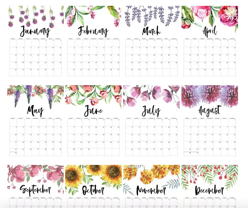 Aesthetic Free Cute Printable Calendar 2020 - Largest ...