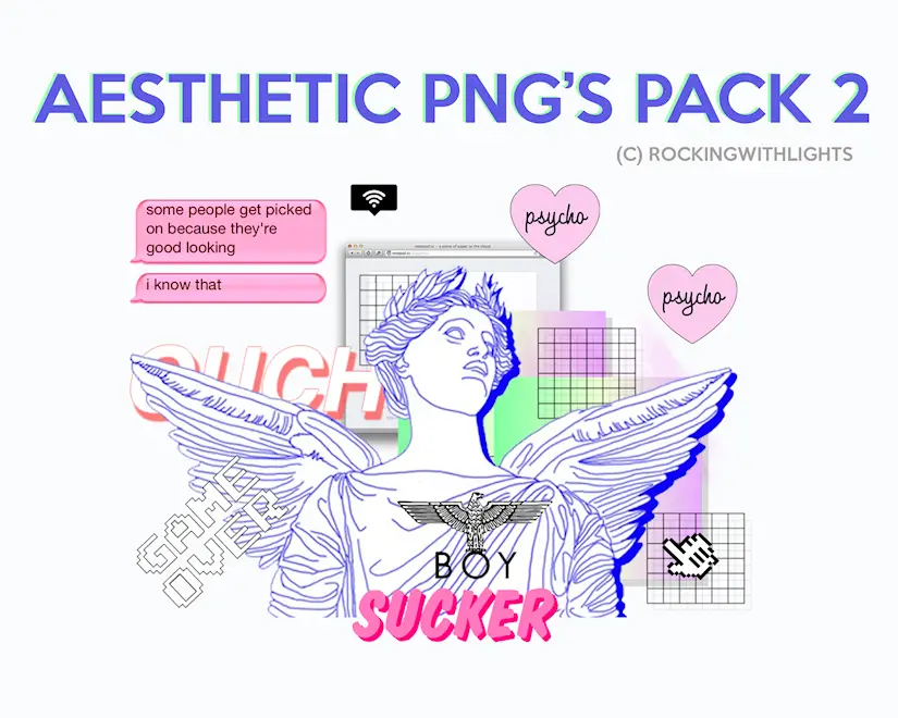 game over aesthetic png pack