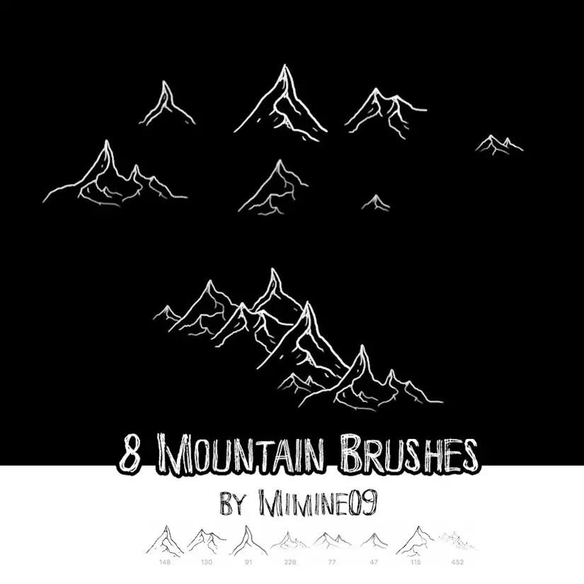 hand drawn mountain brushes