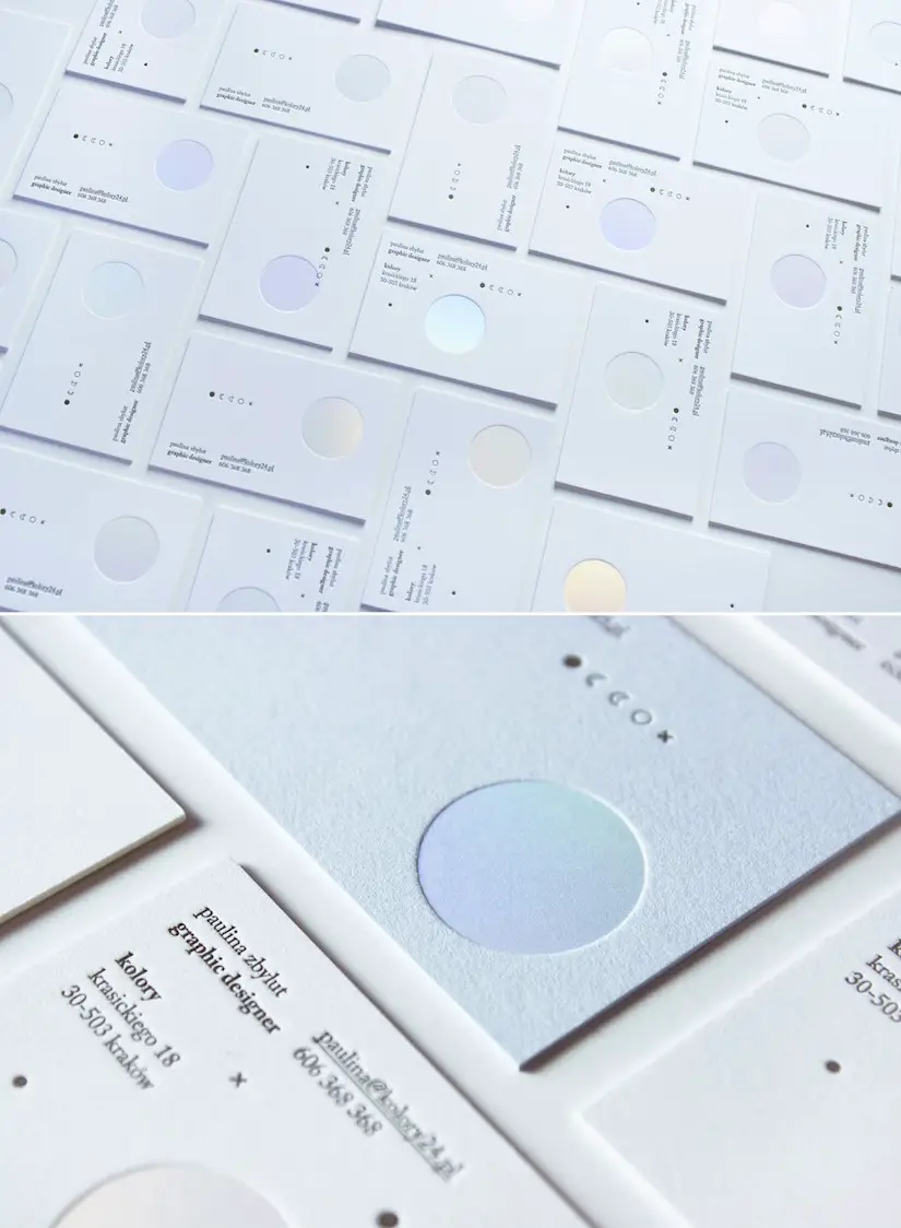 letterpress holographic hot stamping business cards