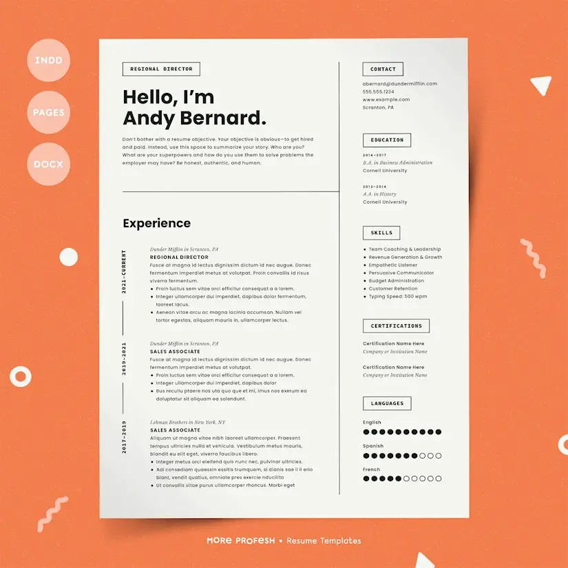 modern resume template cv