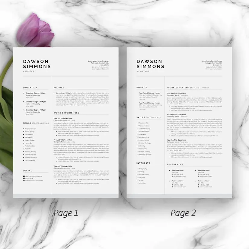 resume template 3 page cv template 1