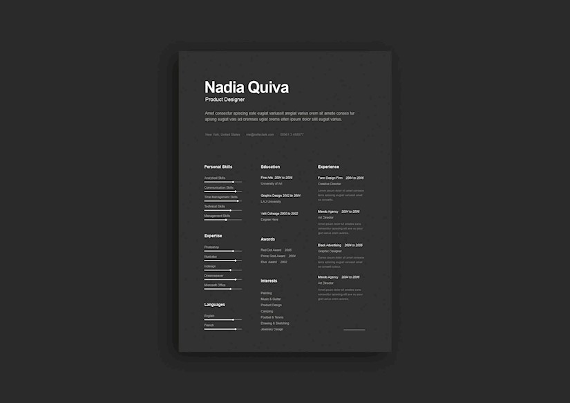 simple dark resume template