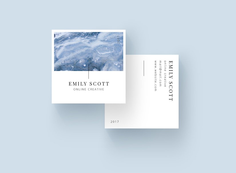 square marble blue business cards