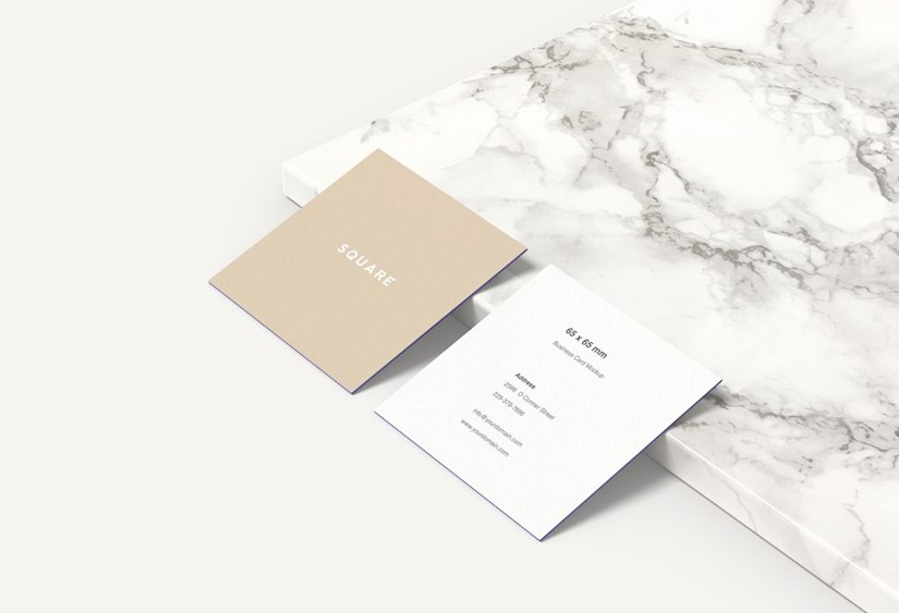 square thick business cards mockup