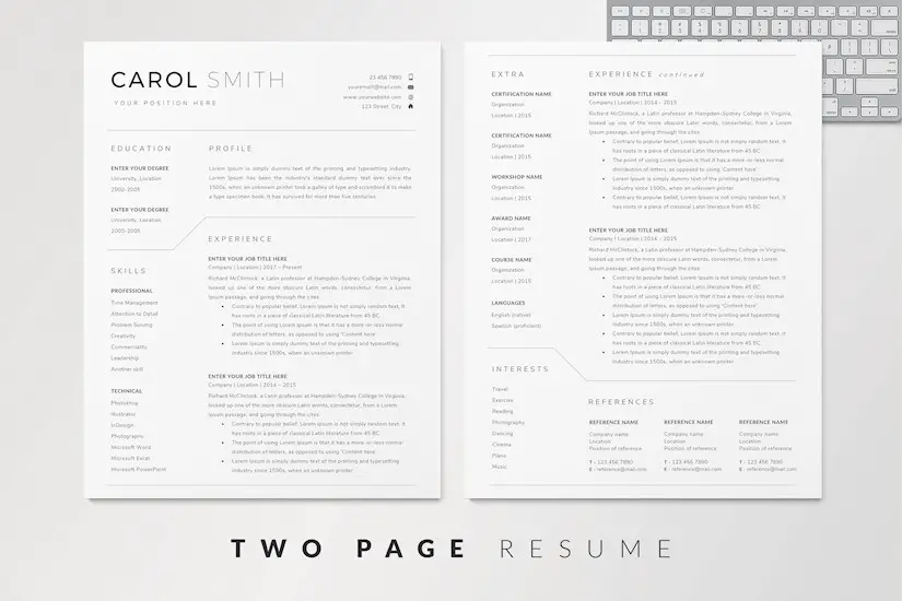 two page resume template