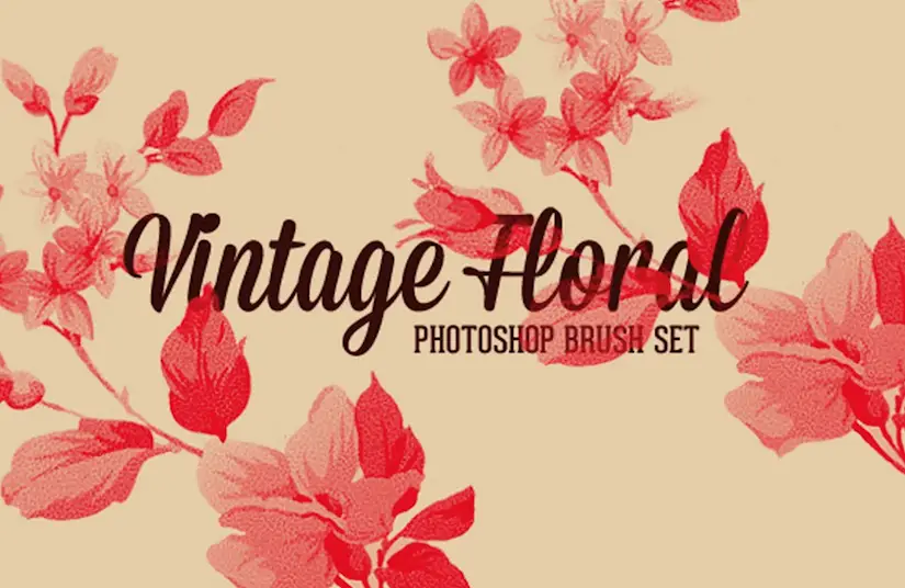 vintage floral photoshop brush set