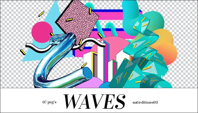waves 7 pngs aesthetic image pack