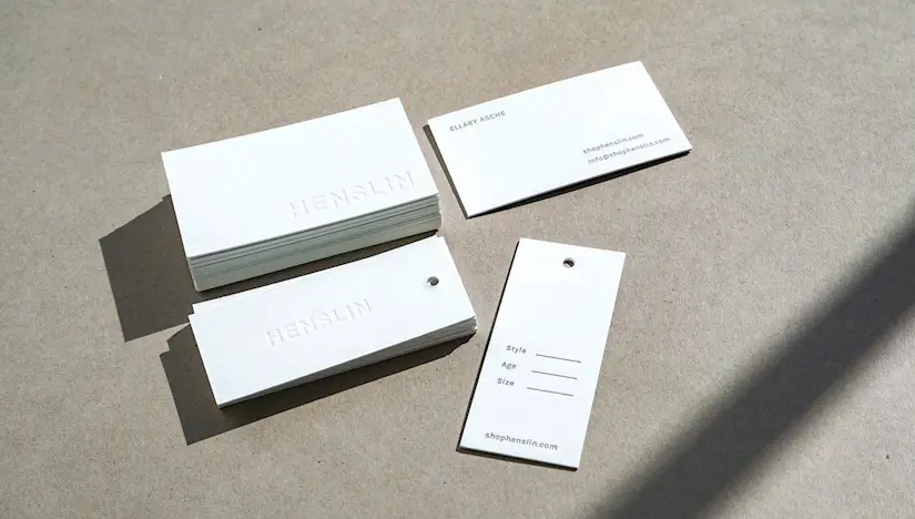 white letterpress business cards
