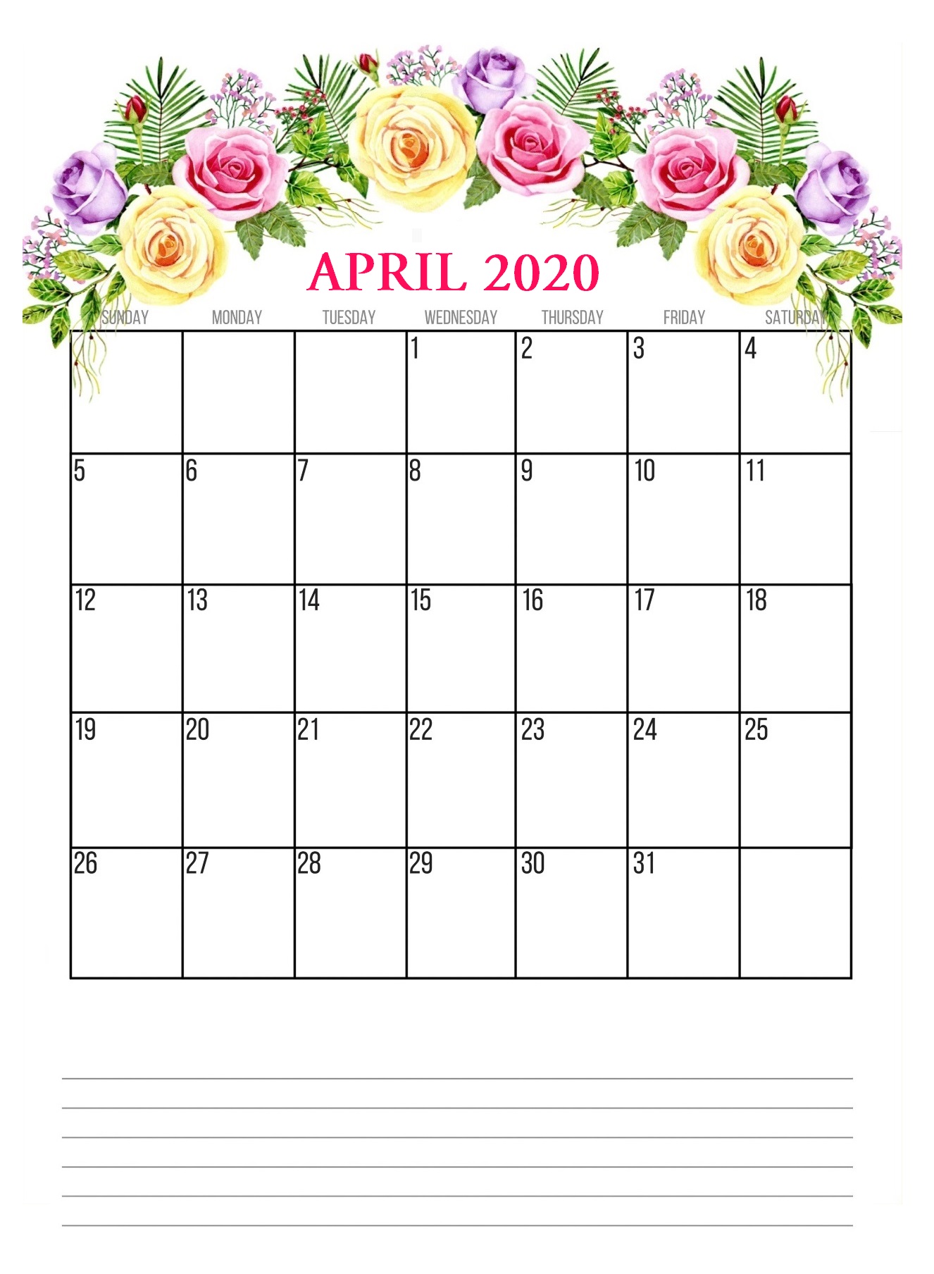 30 Best Free Printable April 2020 Calendars Edesblog