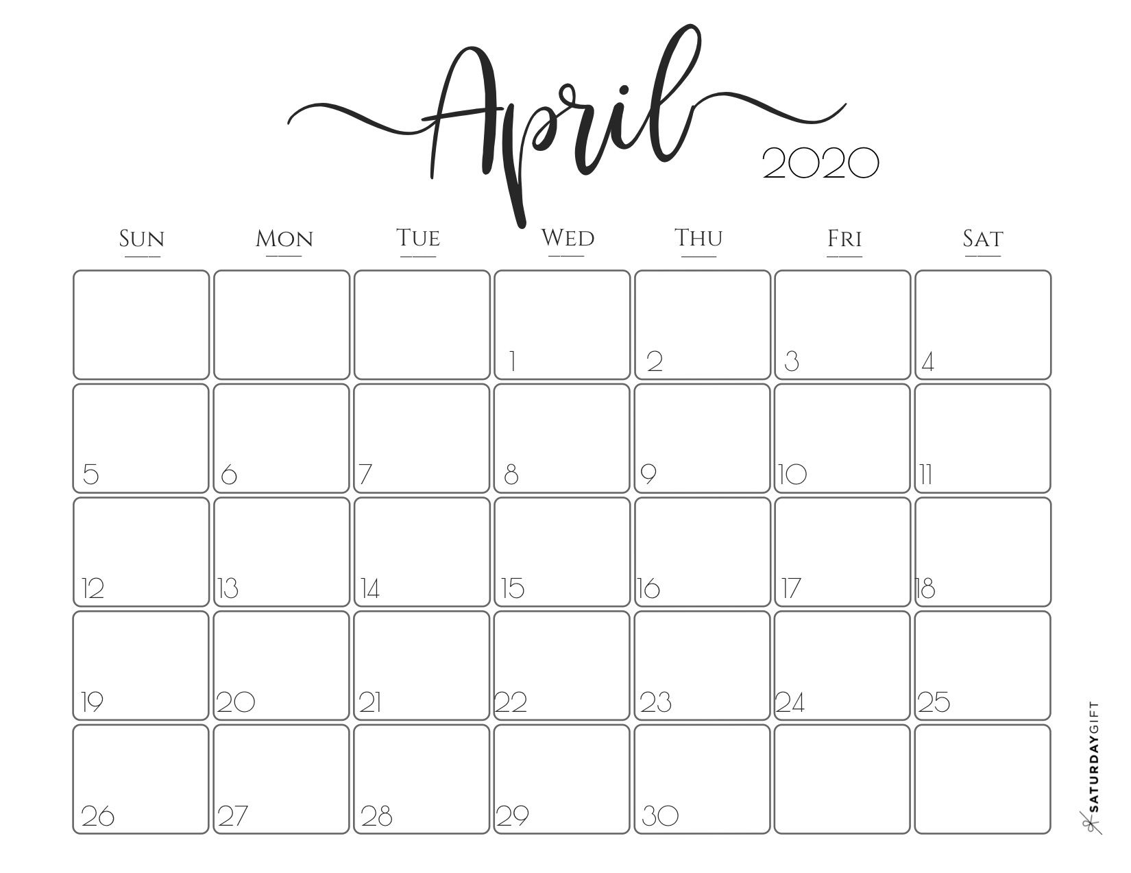 30 Best Free Printable April 2020 Calendars Onedesblog