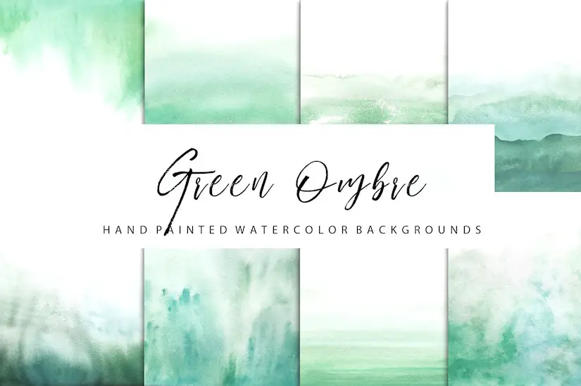 green ombre watercolor