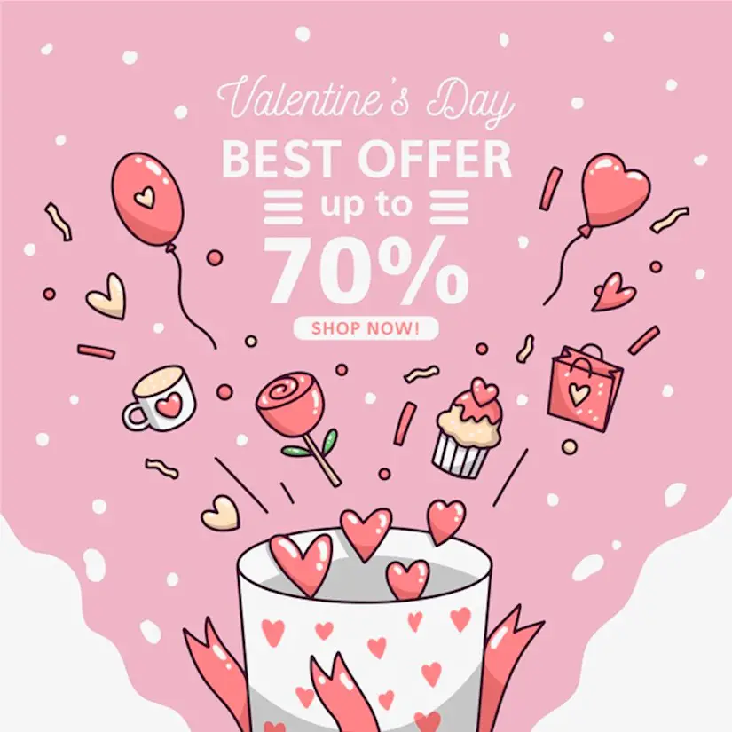 hand drawn valentine day sale image