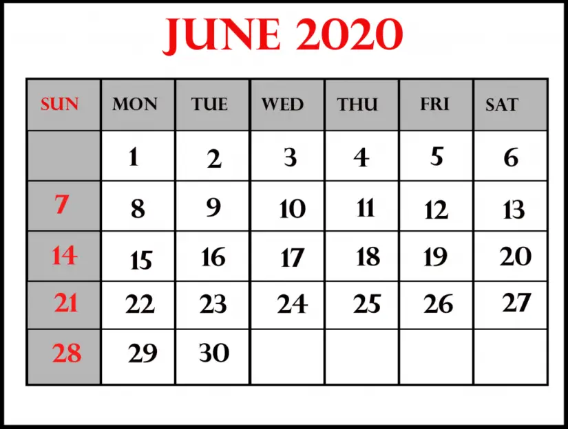 35 Best Printable June 2020 Calendars With Holidays Onedesblog