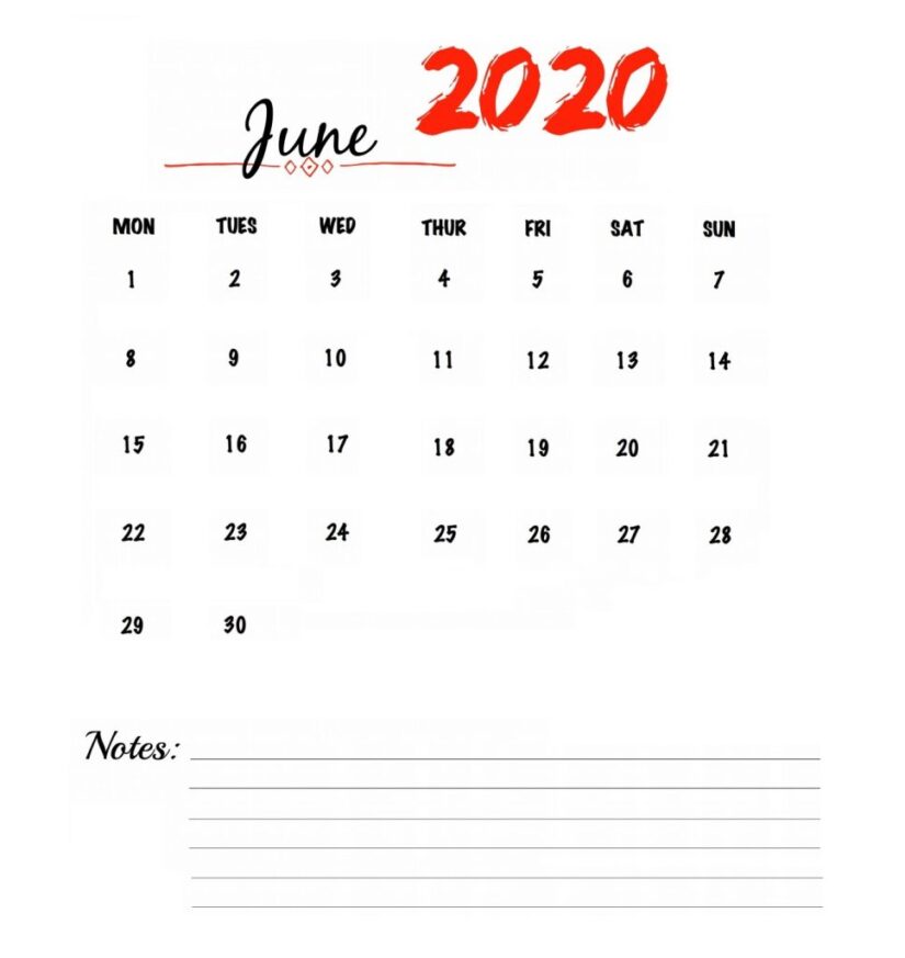 35 Best Printable June 2020 Calendars With Holidays Onedesblog 9421