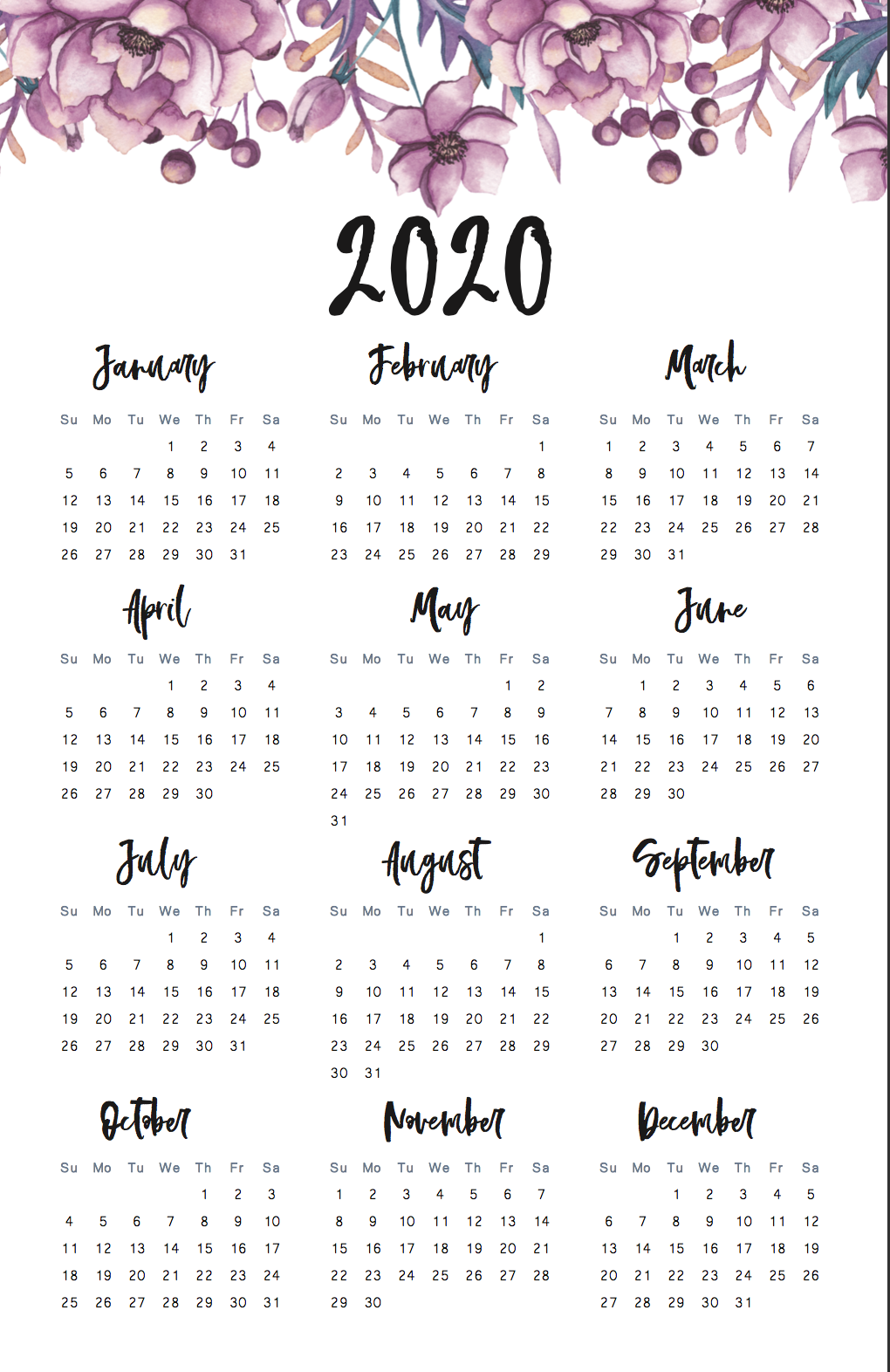 45 Best Printable Calendars 2020 Both Free And Premium