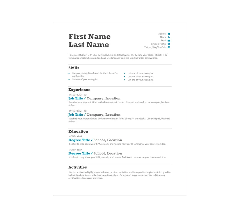 balanced resume modern design tm word