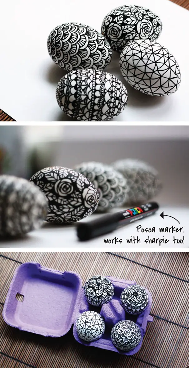 creative easter eggs black marker