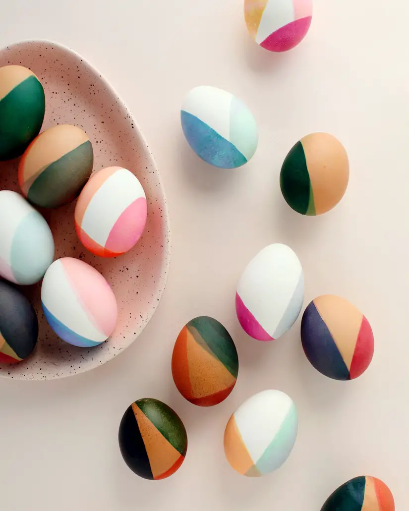 diy modern color blocked easter eggs