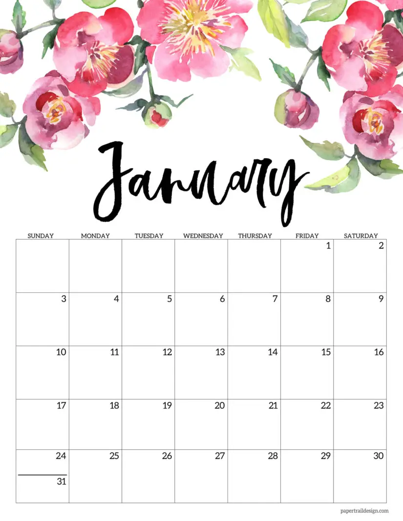 cute january 2021 calendar 30 Minimalist January 2020 Calendars To Print cute january 2021 calendar