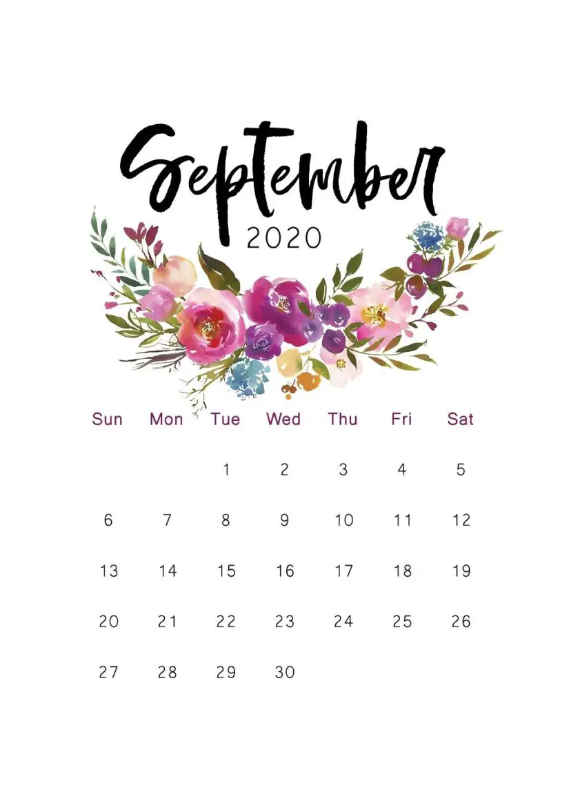 60 Free Printable September 2020 Calendars to Download - Onedesblog